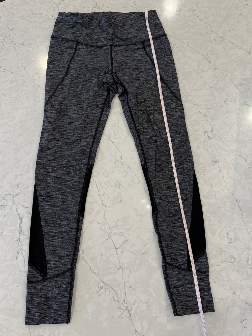 Athleta Heathered Gray Performance Leggings with Black Trim